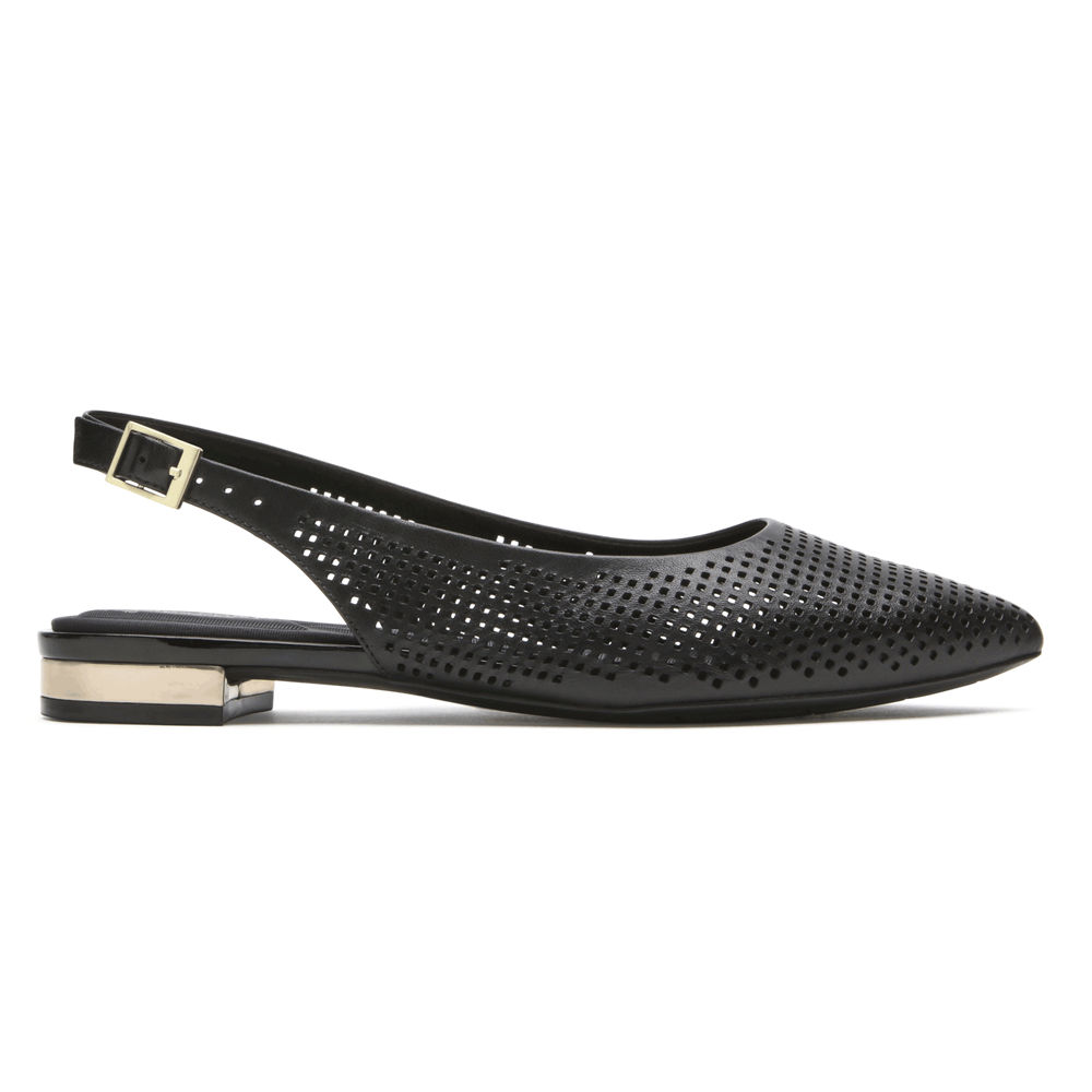 Rockport Flats Sko Dame Svart - Total Motion Adelyn Slingback - QYVK01623